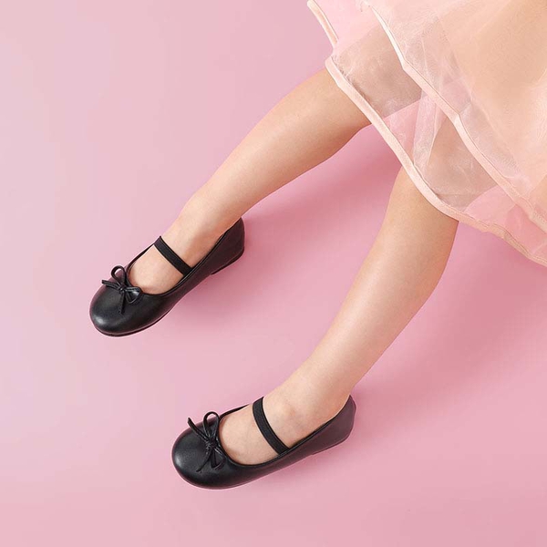 Girl's Ballerina Flat Shoes - BLACK-PU - 4